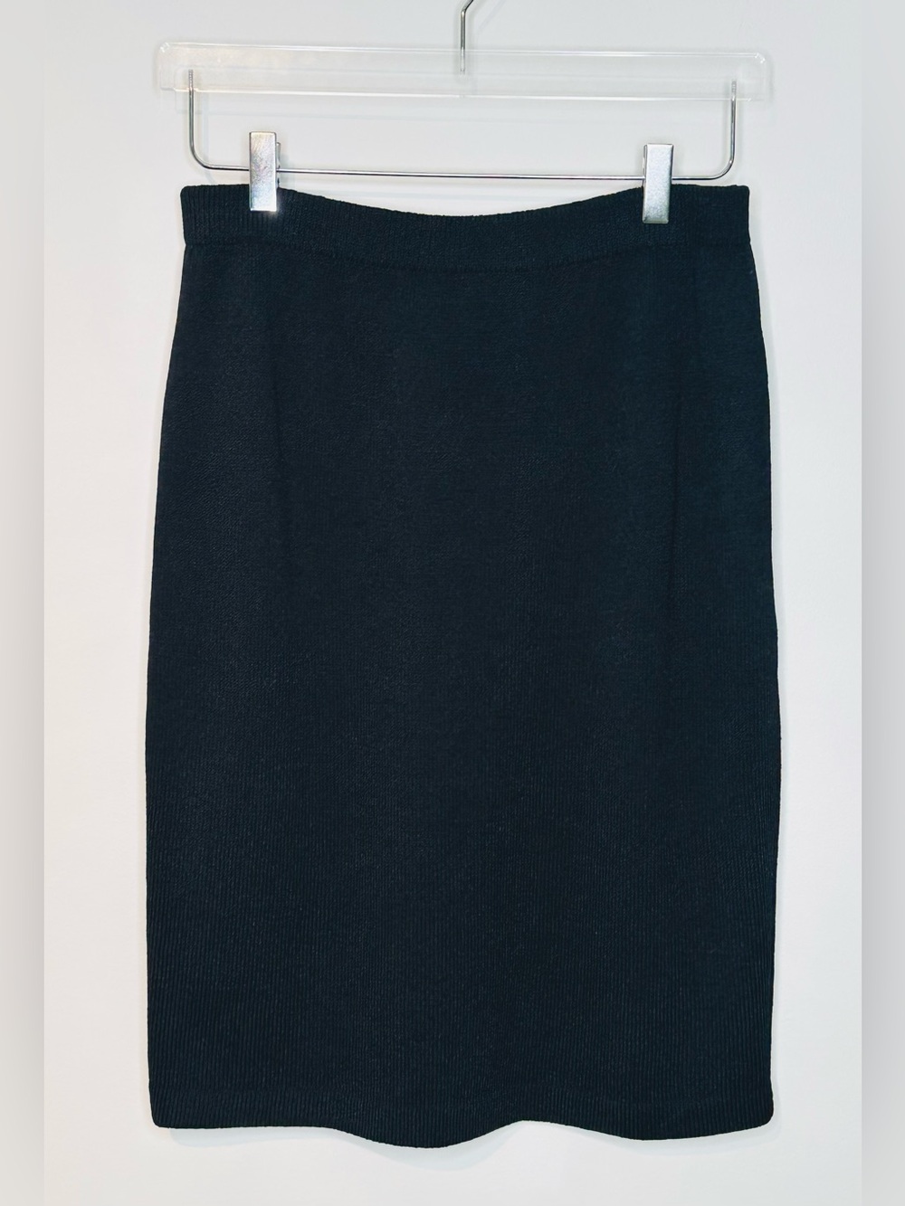 St. John Collection Black Knit Midi Pencil Skirt
